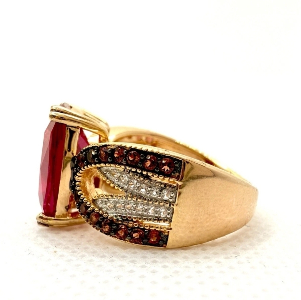 Designer Signed  Ruby And  Garnet Ring - Picture 7 of 13